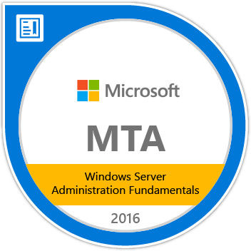 Microsoft MTA Windows Server Administration Fundamentals certification badge for Microsoft server administration expertise
